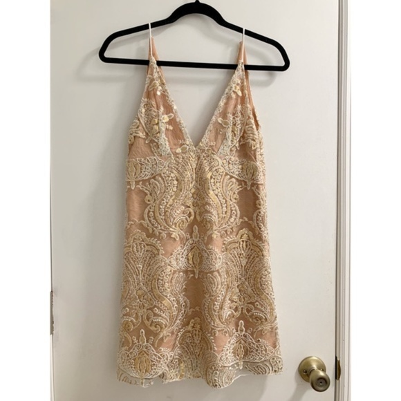 Free People Dresses & Skirts - Free People Night Shimmers Mini Dress (Cream)